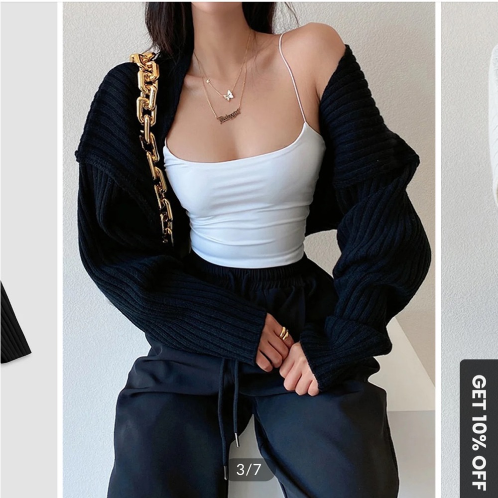 Black ribbed long sleeve cover up bolero